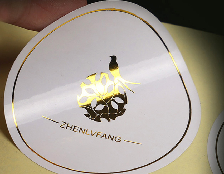 銅版紙異形燙金不干膠